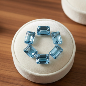 พลอยบลูโทปาซสวิสธรรมชาติทรงแปดเหลี่ยมเจียระไนแบบมรกต สำหรับการผลิตเครื่องประดับ ขายส่งจากโรงงาน ส่งออก - Product Image 1