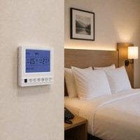 AC817F Digital 3 Kecepatan RS485 Penghemat Energi Fan Coil 2/4pipa Termostat Dinding Persegi 220V Tahan Api PC+ABS Apartemen