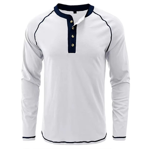 New <b>Men's</b> Henley Collar Short Sleeve T-<b>Shirt</b> 100% Cotton Solid Color Regular Fit High Street Style <b>Casual</b> Daily Wear <b>White</b> Black - Product Image 5