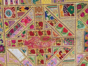 Cubierta de mesa de banjara, tapiz de decoración de pared de retales indio, bordado a mano, vintage, venta al por mayor - Product Image 6