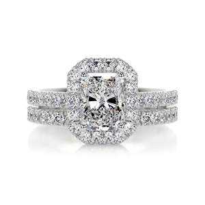 Conjunto nupcial de Halo de diamante radiante para mujer, banda de boda, aniversario/regalo de cumpleaños, anillo de compromiso, anillos de moissanita - Product Image 1