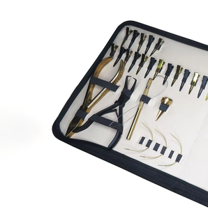 Kit d'outils de pinces pour extensions de cheveux en acier inoxydable de qualité chirurgicale, noir et blanc mat, vente en gros, logo personnalisé - Product Image 4