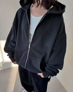 Sweat-shirt à capuche décontracté pour femme, coupe ample, en tissu tricoté 500 g/m², avec fermeture éclair brodée, collection automne-hiver 2026 - Product Image 5