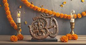 Tentures murales en métal om ganesha idole statue murale en métal pour décoration murale décoration de porte ou cadeau pour quelqu'un - Product Image 4