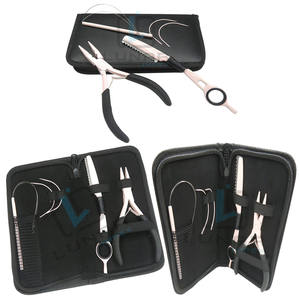 Kit de herramientas de extensión de cabello de color rosa claro superior, extensión de cabello, lazo de tracción, pinzas pequeñas para el cabello, alicates de cierre de microperlas y peine de afeitar - Product Image 1