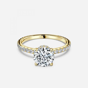 แหวนเพชรโมอิสซาไนต์ทองคำแท้ 10K ดีไซน์วงแหวนซ่อนประดับเพชร สไตล์โรแมนติกทันสมัย เหมาะสำหรับงานแต่งงาน งานหมั้น หรือวันครบรอบ เป็นของขวัญ - Product Image 1