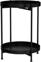 Mesa auxiliar de metal de 2 niveles con bandeja extraíble, mesa de centro impermeable para sofá, dormitorio, balcón u oficina