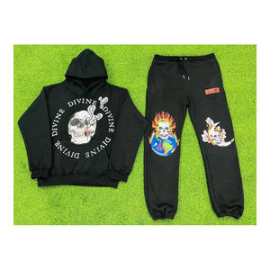 Conjunto Deportivo Informal para Hombre, Sudadera con Capucha y Pantalones Deportivos Estampados, para Correr, Talla Adulto, 100% Algodón - Product Image 1