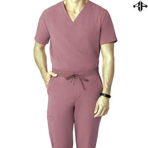 Trajes de fregado de color sólido Ropa de personal de hospital Uniforme médico de moda para camisa y pantalón de hombre Conjuntos de fregado médico - Product Image 5