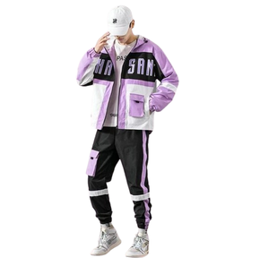 Ropa de calle cortavientos personalizada, chaqueta de pantalones cortos de 2 piezas, chándal de nailon reflectante con cremallera, chándal cortavientos de dos piezas, conjuntos para hombre - Product Image 5