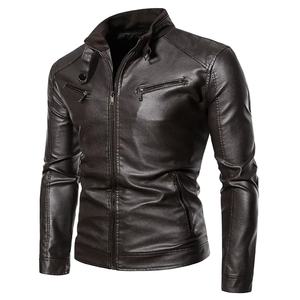 2026 automne et hiver nouveaux hommes mode belle tendance affaires loisirs revers moto cuir manteau mince élégant homme - Product Image 5