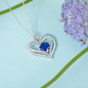 Jeulia Eternal Love Double Heart Birthstone Necklace Gold Plated <b>Chain</b> - Product Image 5