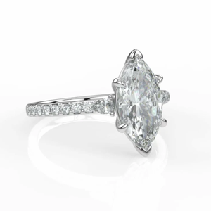 2.00 Carat Lab Grown Diamond Marquise Forme Solitaire Accent Bague de Fiançailles Or Blanc 14k pour les femmes bagues de mariage en diamant de laboratoire - Product Image 4