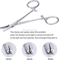 WORLD PRECISION SURGICAL Pince manuelle professionnelle et durable en acier inoxydable pour l'extraction de billes de piercing et d'ancrages dermiques