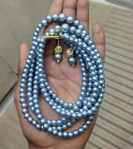 Élégant classique collier de perles blanches boucles d'oreilles et ensemble tour de cou bijoux de luxe en plaqué or pour femmes et filles pour les fêtes et cadeaux - Product Image 3