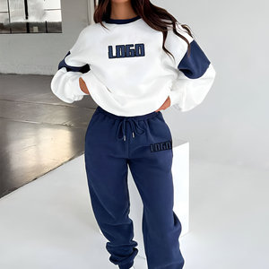 Conjunto de Sudadera con Capucha y Pantalones Deportivos de Felpa Francesa para Mujer, con Logotipo Personalizado, de Invierno, de Alta Calidad, de Poliéster y Algodón - Product Image 1