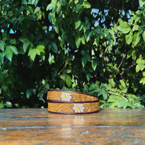 Ceinture de luxe personnalisable, motif paisley peint à la main, style casino occidental, boucle en alliage de zinc durable, ceinture en cuir vintage de 40 mm - Product Image 2