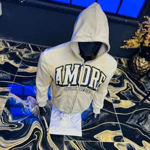 Sweats à capuche pour hommes avec patchs brodés, coton, fermeture éclair, streetwear, broderie imprimée, sweats à capuche pour hommes avec fermeture éclair personnalisés - Product Image 5