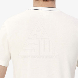 T-shirt blanc à manches courtes pour homme, imprimé sur le devant, bordure contrastée, coupe classique, style décontracté, col rond, jersey de coton, écologique, séchage rapide - Product Image 6