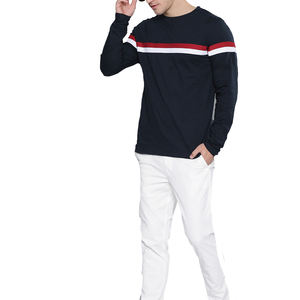 Logo de marque personnalisé 100% coton T-Shirt anti-rides respirant blanc hommes manches longues plaine décontracté hommes T-shirts - Product Image 4