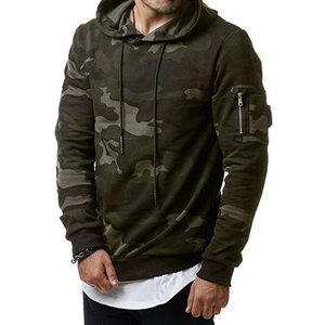Venta al por mayor Hombres Fleece Warm Hoodie Sudadera Pullover Jumper Camo Men's Hoodie 100% Cotton Fleece Fabric Custom Colors OEM - Product Image 4