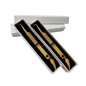 Pince à épiler japonaise GETUP BROSONS IMPEX de haute qualité, anti-magnétique, durable, avec pointe de 10 mm en diamant plaqué or à 90 degrés - Product Image 1