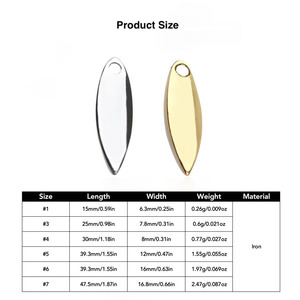 Cuchillas de Hierro Willow Personalizadas OEM # 1 # 3 # 4 # 5 # 6 # 7 Cuchillas de Señuelo Plateadas y Doradas <span class=keywords><strong>Indiana</strong></span> Blade Bait para Spinner Inline Buzzbait - Product Image 2