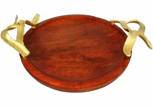 Plateau de service moderne en aluminium et en bois de qualité pour thé, café, maison, hôtel, vente en gros OEM pour Ramadan, mariage, Diwali Occasions - Product Image 3