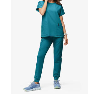 ชุดเครื่องแบบโรงพยาบาลเสื้อขัดคอวีโค้งมีกระเป๋าของผู้หญิงต้นฉบับกำหนดเองได้ - Product Image 6