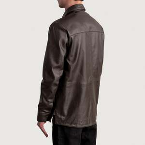 Chemises décontractées en cuir marron pour hommes - 100% coton, double boutonnage, manches courtes, 6XL, approvisionnement ODM - Product Image 6