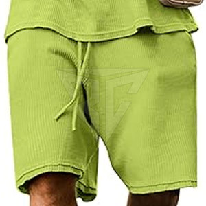 ชุดเสื้อและกางเกงขาสั้นผ้าฝ้ายสีพื้นระบายอากาศลำลองสำหรับผู้ชายใส่วิ่งโลโก้ได้ตามต้องการ - Product Image 5