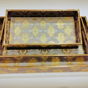 Plateau en bois artisanal ethnique imprimé Meena, style indien, plateau de service décoratif pour mariage, cuisine, salle à manger, décoration de la maison - Product Image 5