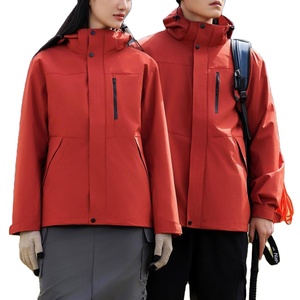 Veste d'hiver pour l'alpinisme, softshell trois en un, coupe-vent, imperméable, col montant, logo frontal, vêtements - Product Image 1