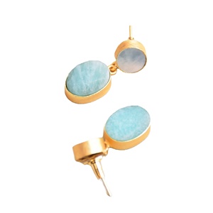 Pendientes Colgantes Clásicos Vintage de Latón Natural con Madreperla, Acabado Pulido, Chapados en Oro de 14K, Pieza de Moda Unisex Personalizable - Product Image 3