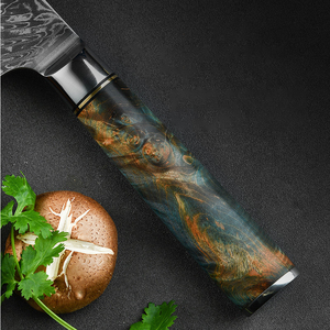 Venta al por mayor personalizado de alta calidad OEM ODM servicio profesional japonés de acero de cocina Damasco cuchillo de Chef con mango de madera verde - Product Image 5