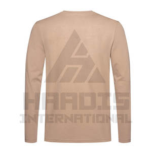 Haute qualité à manches longues T-shirt 100% coton Polyester plaine vêtements mode hommes respirant col rond à manches longues T-shirt - Product Image 5