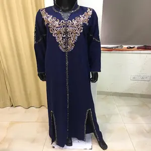 刺绣串珠长阿拉伯法拉沙卡夫坦贾拉比亚法拉沙花式阿巴亚批发卡夫坦阿巴亚连衣裙