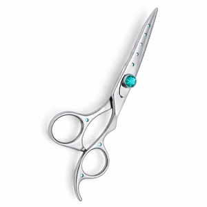 Ciseaux de coiffure de designer de 6,5 pouces en acier inoxydable, ciseaux de barbier élégants avec vis en cristal, outil de coiffure de salon OEM - Product Image 1