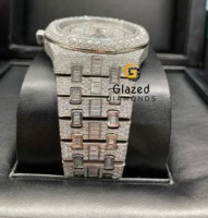 Montre-bracelet mécanique pour homme, entièrement sertie de diamants Moissanite, boîtier en acier inoxydable, cadran analogique en verre, luxe, édition limitée