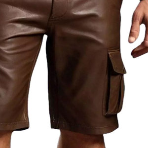 OEM Service High Quality Leather Shorts for Men <b>Elastic</b> Waist Canvas Breathable Custom Design Streetwear Wholesale - Product Image 5