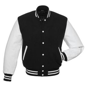 Vestes de baseball pour hommes à logo brodé personnalisé à prix avantageux, style varsity, avec manches en cuir - Product Image 1