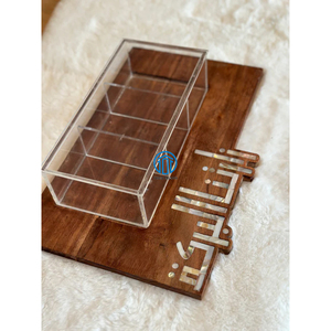 Nuevo último diseño hecho a mano Chocolate madera brillante Madre de la perla bandejas de incrustaciones árabe Ramadán Madre de la perla bandejas - Product Image 3