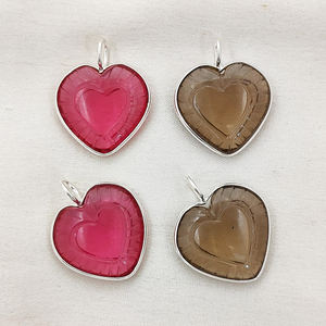 Pendentif en forme de cœur en quartz citrine, serti dans un cadre en argent sterling 925, pour la fabrication de bijoux, fait à la main, 20 mm, charme en forme de cœur en citrine sculpté - Product Image 2