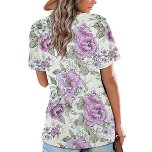 Camiseta informal de manga corta con cuello en V para mujer, Top básico de Color sólido, diseño estampado bordado, logotipo de Material de lona de poliéster - Product Image 3