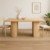 Table à manger rectangulaire moderne en bois massif, finition foncée, base sculptée, fabrication artisanale, luxe, élégante, durable, style farmhouse, meubles pour la maison