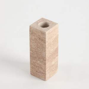 Travertine <b>Candle</b> <b>Holder</b> Modern Minimalist Stone <b>Taper</b> Stand Handmade Decorative Accent Table Centerpiece Elegant Premium - Product Image 2