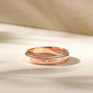 Jeulia Rhodium Plated Sterling Silver <b>Spinner</b> <b>Ring</b>-Rotatable Round Cut Zircon Geometric Cluster Band for Women - Product Image 4