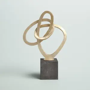 Escultura de estatuilla abstracta Wade Logan Elk Home Loop Escultura Oro Polystone escultura pulida moderna Enlace Abstracto - Product Image 3