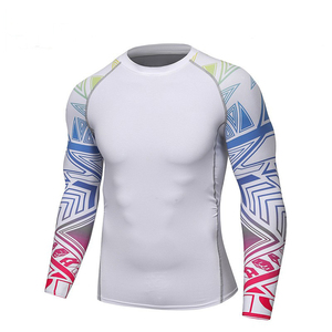 OEM Wholesale Sun Protection Clothing Compression Shirt Rashguard Sublimated Long Sleeve Custom <b>Surf</b> Bjj Rash Guard for Men - Product Image 2