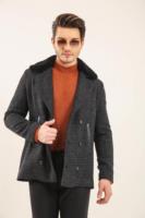 Parka d'hiver pour homme Valeriano Romano, qualité supérieure, cuir d'agneau véritable, tissu en laine et polyamide, rembourrage en coton épais